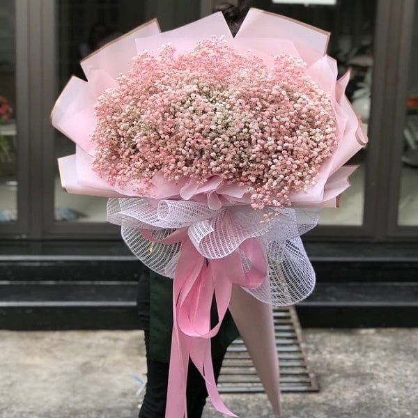 bó hoa baby hồng khổng lồ